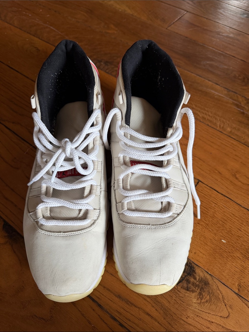 Jordan Men's White and Black Athletic Shoes with Red Accents